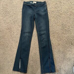 FP FREE PEOPLE Split Hem Stretch Denim Flare Jeans Low Rise Side Zip Size 27